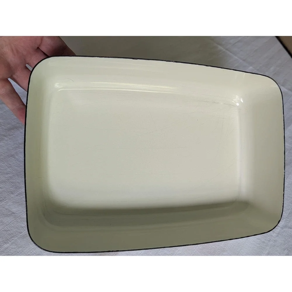Vintage Kingsbury Dogwood Casserole Dish 70's Enamelware Floral Mid-Century